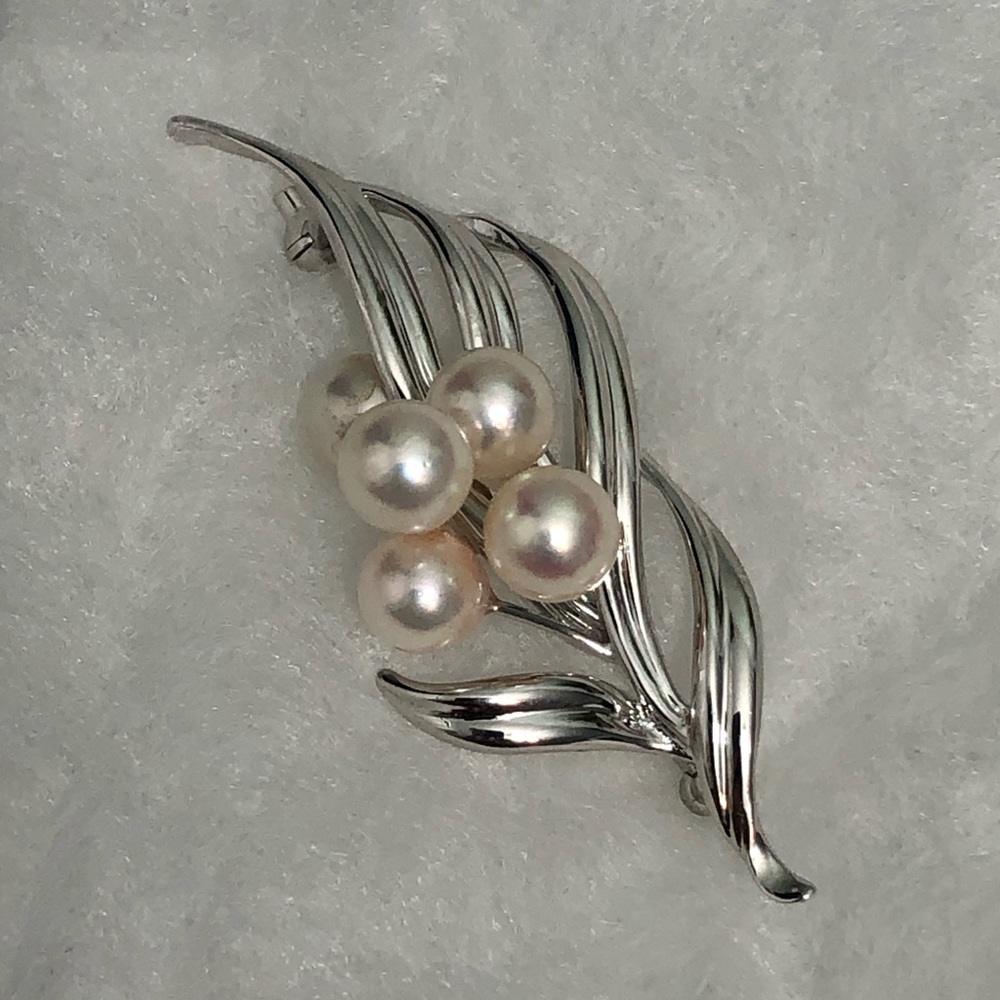 Modernist Leaf  Signed  Silver Brooch Pin Pendant Vtg